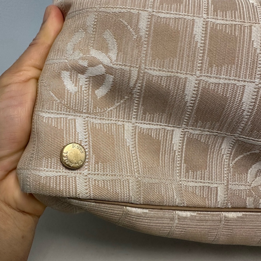 Authentic Chanel Travel Line Beige CC Nylon Leather Tote Bag - Picture 15 of 16